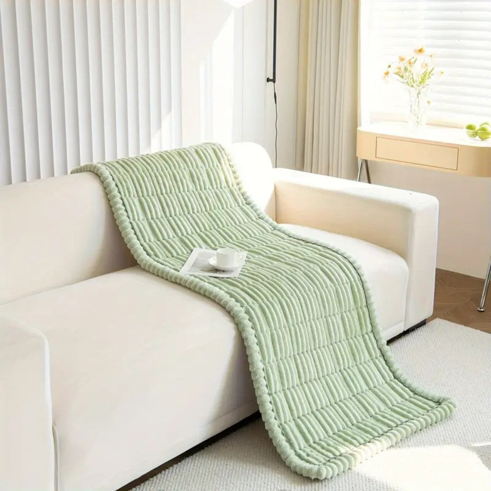 Plush Pleated Edges Sofa Cover
