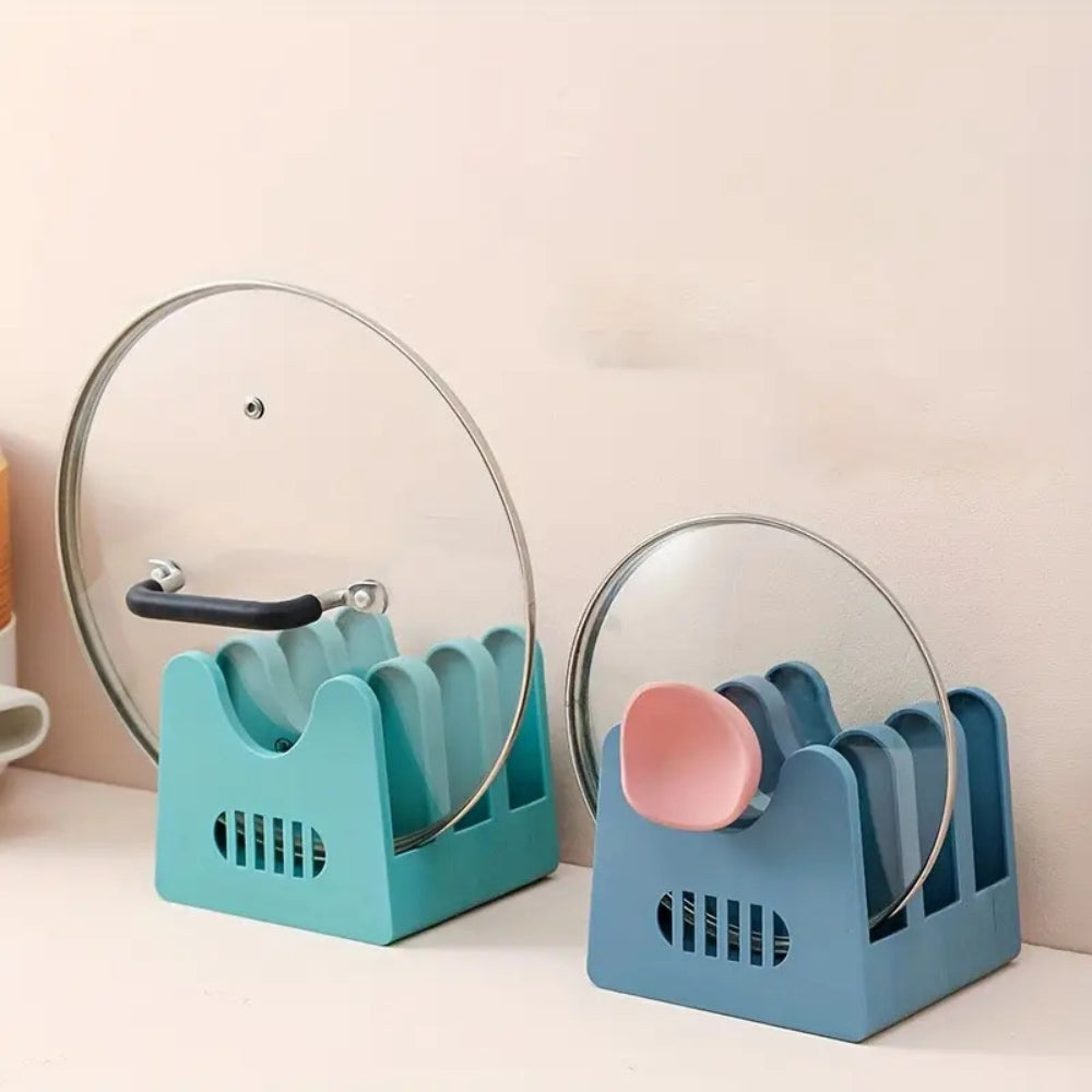 Pot lid and utensils storage rack – Rust-proof ABS plastic – Compact kitchen organizer – Easy access design