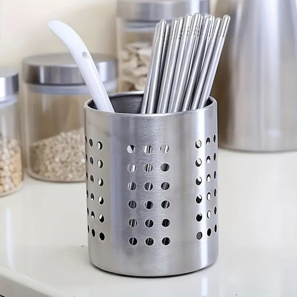 Stainless Steel Utensil Holder with Hole