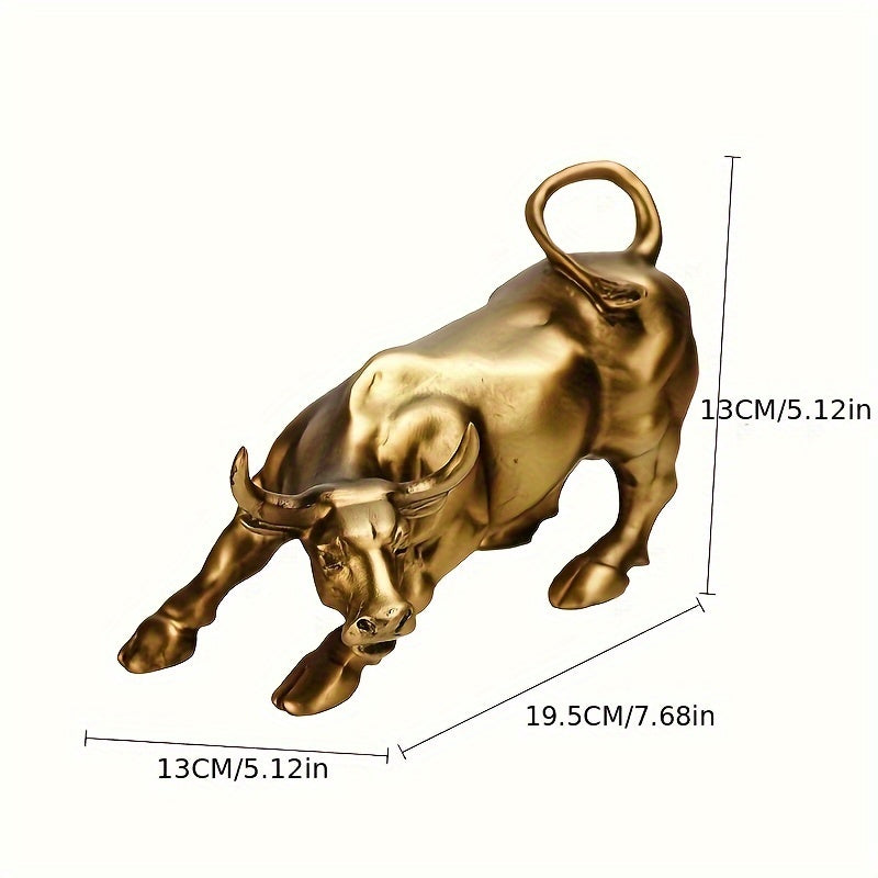 Resin figurine – Golden finish – 7.7 x 5.1 in – Symbol of strength and ambition for home or office décor