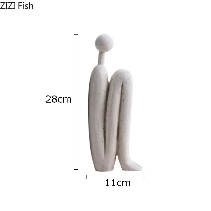 Resin sculpture – Minimalist character design – Neutral tones – Modern desk decoration or gift