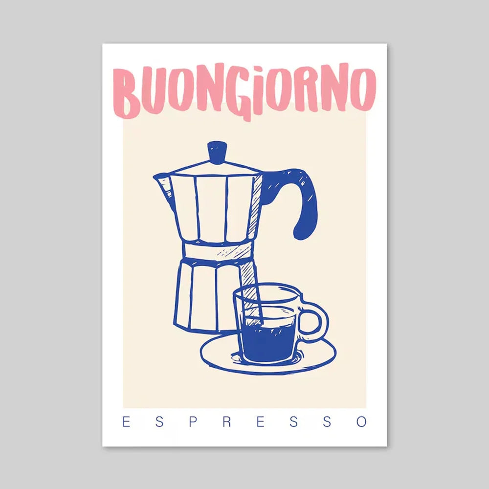 Retro Vintage Coffee Espresso Wall Art Print - Eco-Friendly Canvas Prints for Home and Office Decor