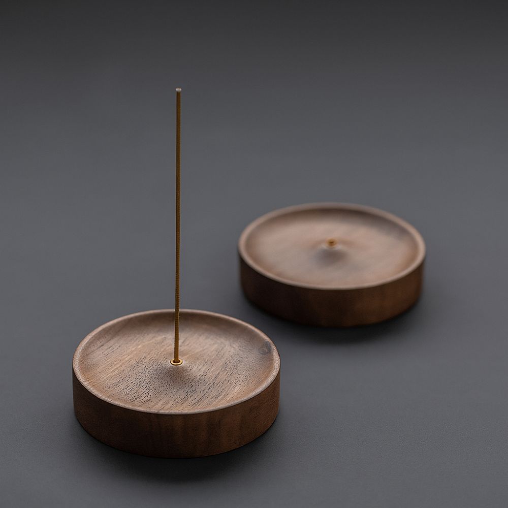 Round Ash Catcher Wood Incense Stick Holder