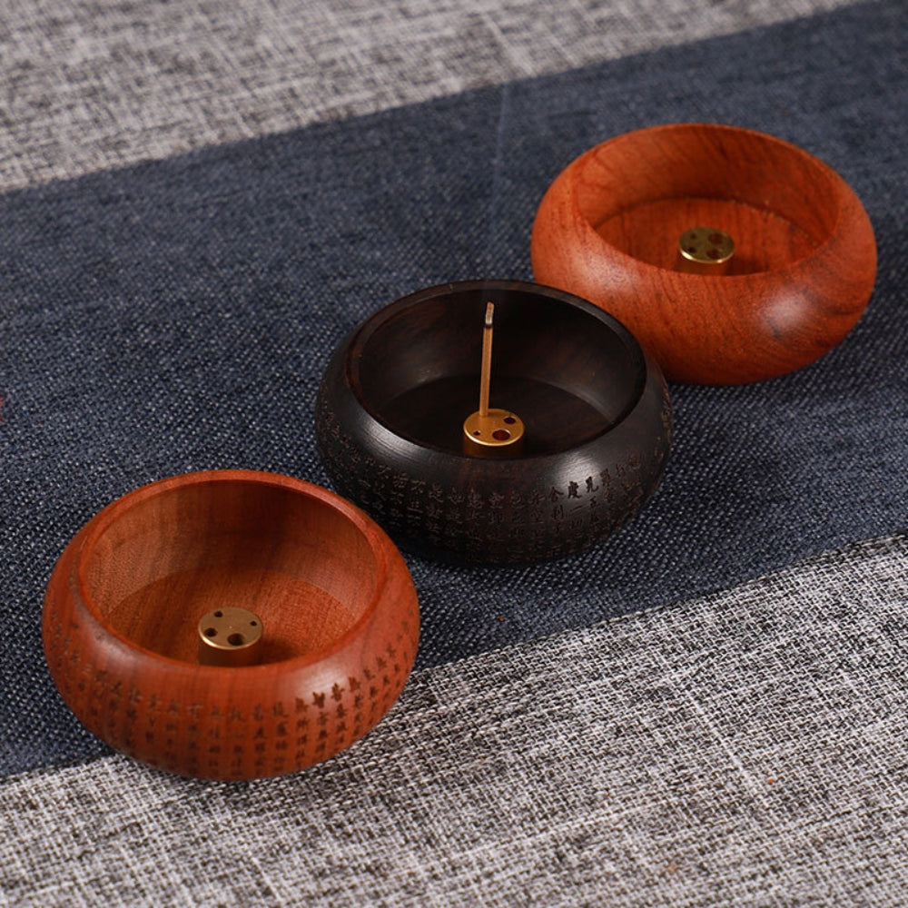 Round Solid Wood Incense Stick Holder