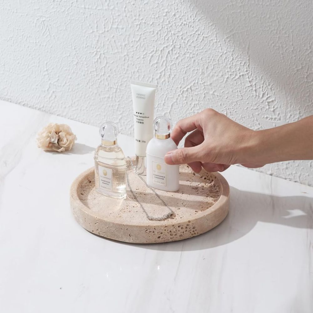 Round Travertine Stone Tray