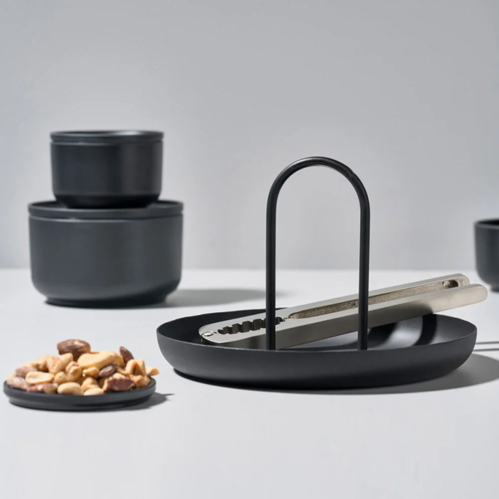 Round Storage Tray with Handle for Home Decor, 7.9 in Diameter, Lightweight, Modern Design, Available in Black, Brown, White