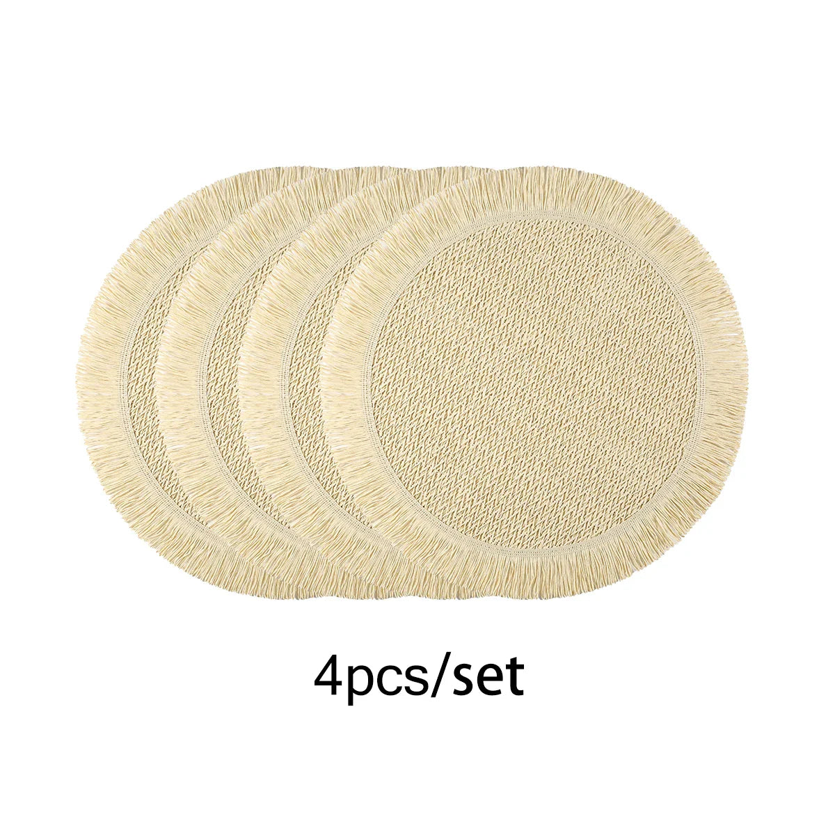 Round Woven Placemats Set of 4 for Bohemian Dining Decor - 15.7 Inch Table Mats