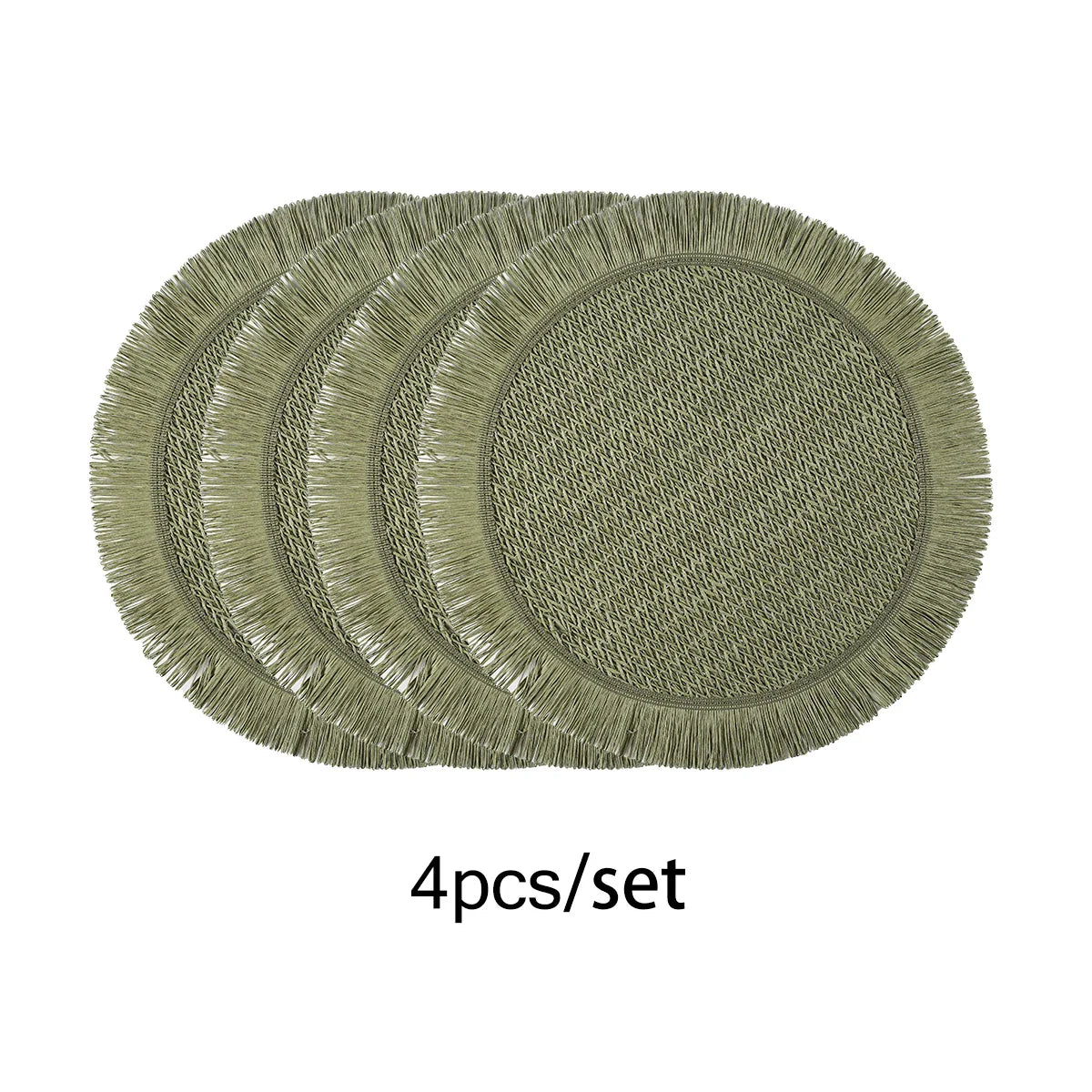 Round Woven Placemats Set of 4 for Bohemian Dining Decor - 15.7 Inch Table Mats