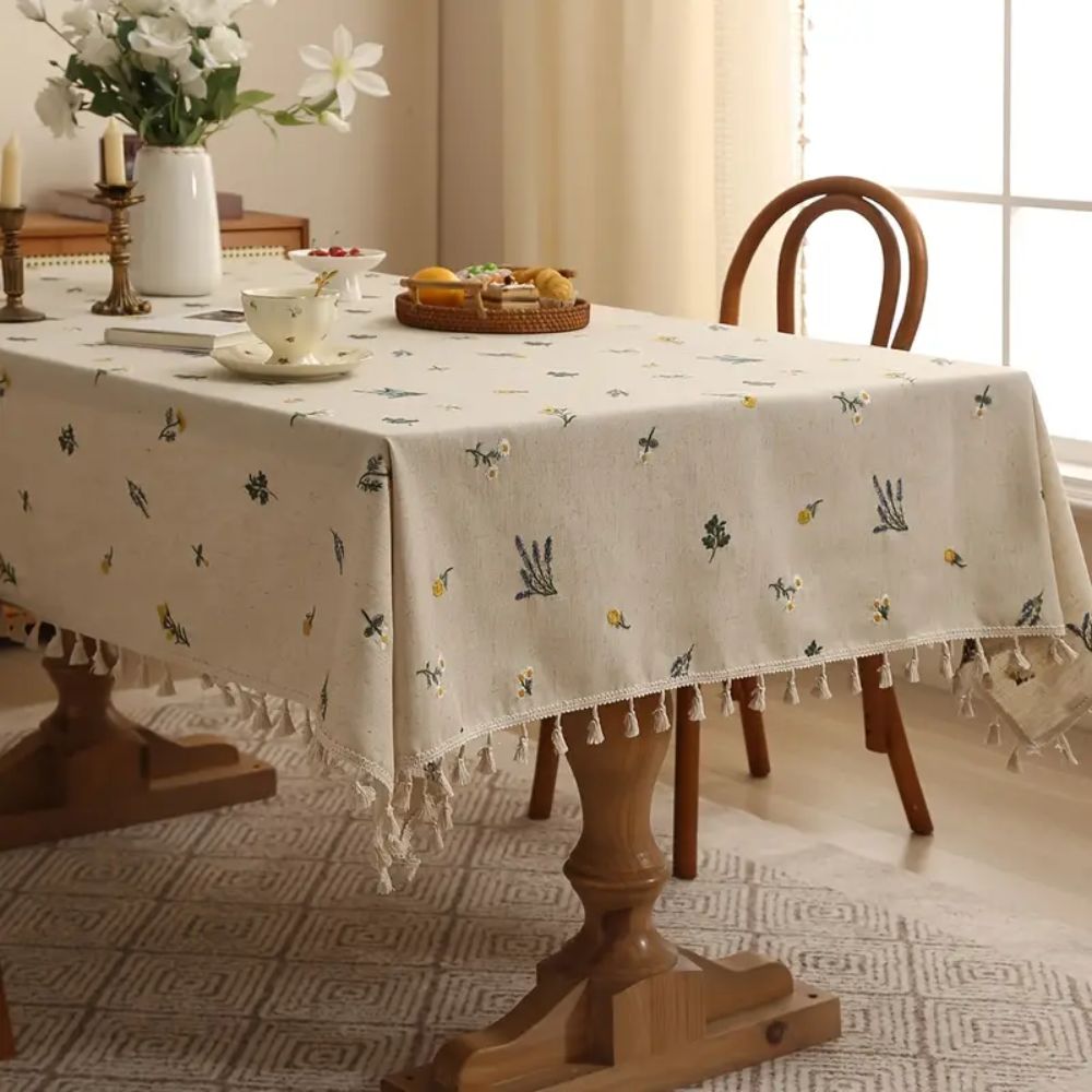 Rustic Bloom Tassel Tablecloth