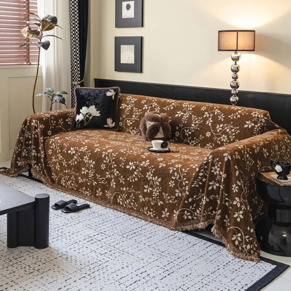 Rustic Blossom Ivory Floral Sofa Cover