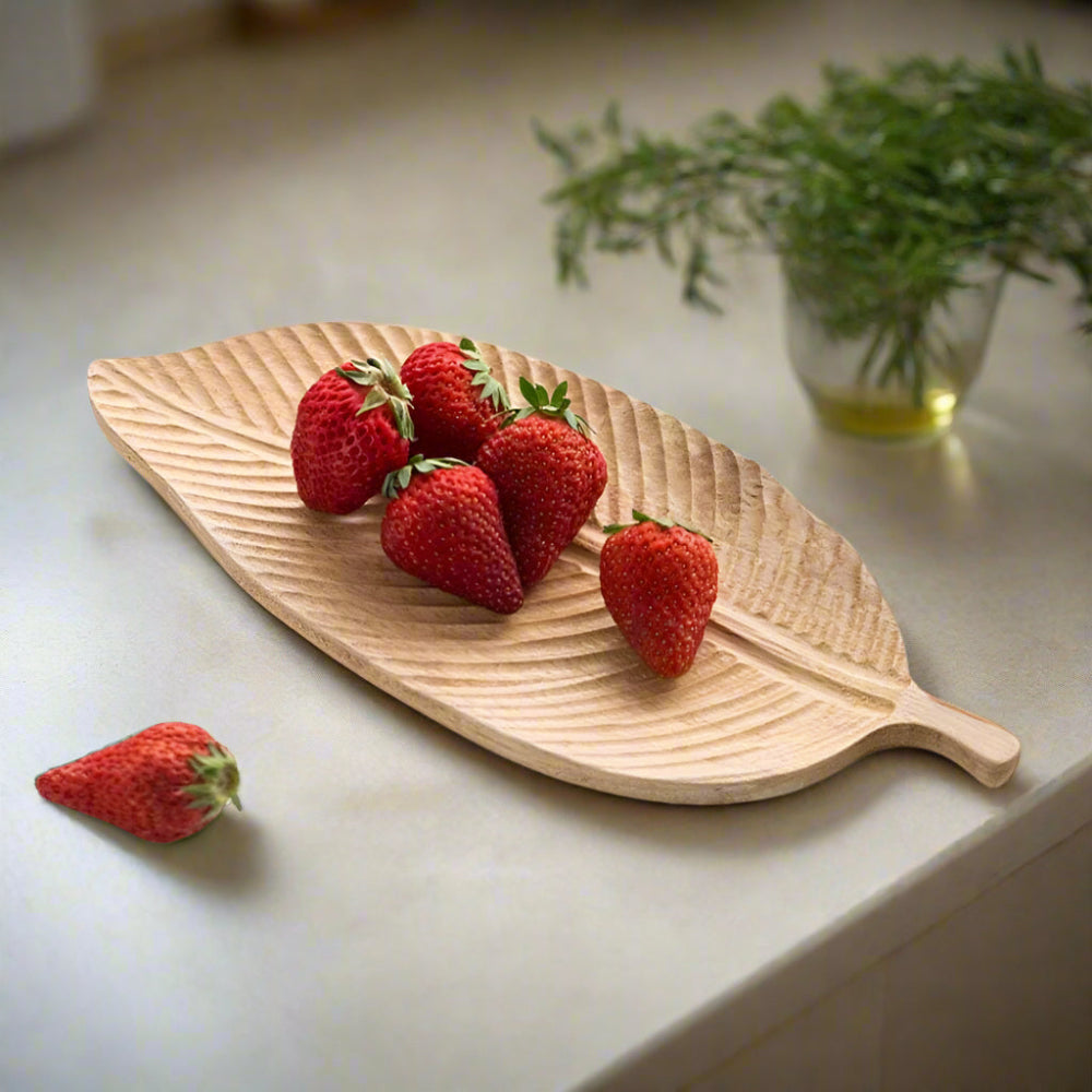 Rustic Leaf Wooden Serving Trays