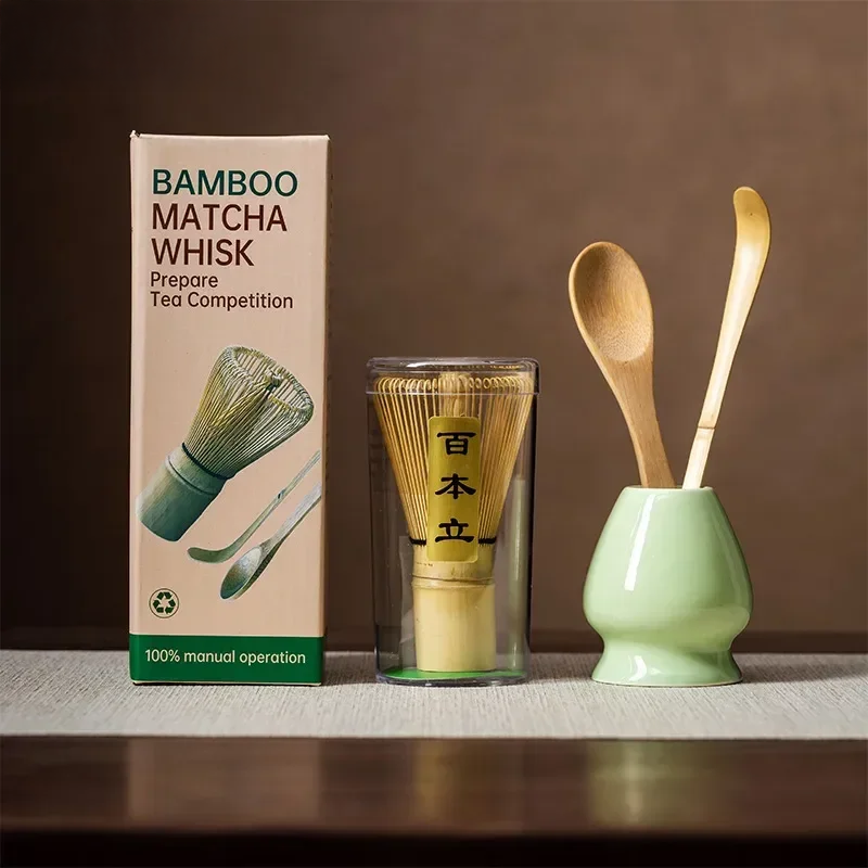 Japanese Matcha Tea Set with Bamboo Whisk, Spoon, and Stand – Essential Tools for Tea Ceremony