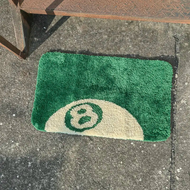Non-Slip Green 8 Ball Bath Mat – Plush Bathroom Rug for Living Room and Bedroom – Soft, Absorbent, and Safe