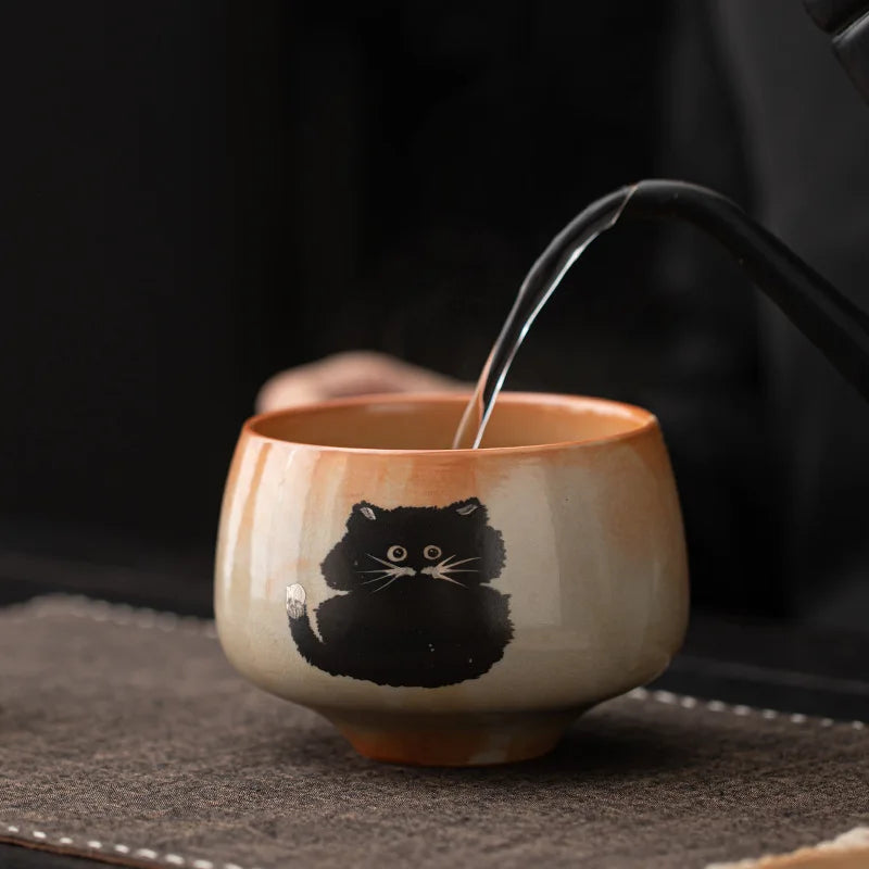Cute Cat Matcha Gift Set with Bamboo Whisk, Ceramic Bowl, and Scoop – Matcha Tea Set for Tea Lovers