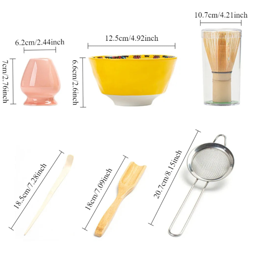 Japanese 6-Piece Matcha Set with Bowl and Whisk – Luxury Matcha Tea Set for Perfect Preparation and Gifting