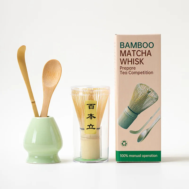 Japanese Matcha Tea Set with Bamboo Whisk, Spoon, and Stand – Essential Tools for Tea Ceremony