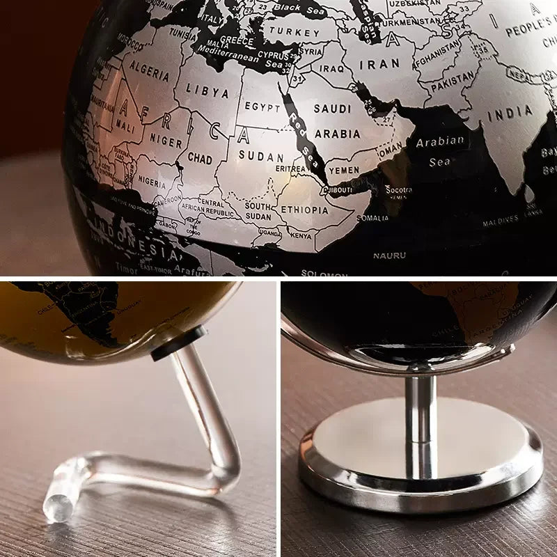 Rotating Desk Globe with Metal Base – Educational World Globe for Classroom and Home Learning