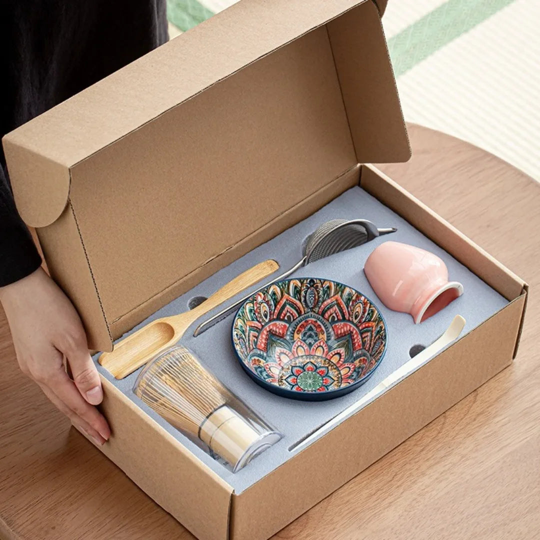 Japanese 6-Piece Matcha Set with Bowl and Whisk – Luxury Matcha Tea Set for Perfect Preparation and Gifting