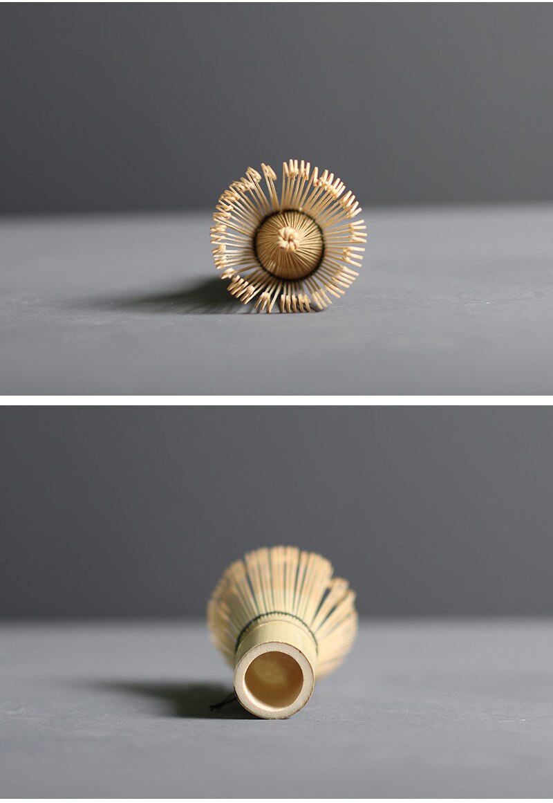 Minimalist Japanese matcha set with black ceramic tea bowl, bamboo whisk, whisk holder, and bamboo tea scoop for authentic tea ceremony