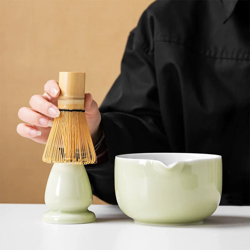 Traditional Japanese Matcha Bowl Set with Whisk Holder – Ceramic Tea Bowls for Ceremony and Gifts
