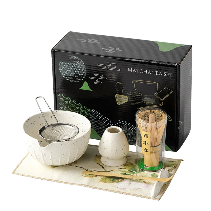 Bamboo and Ceramic 7-Piece Matcha Set