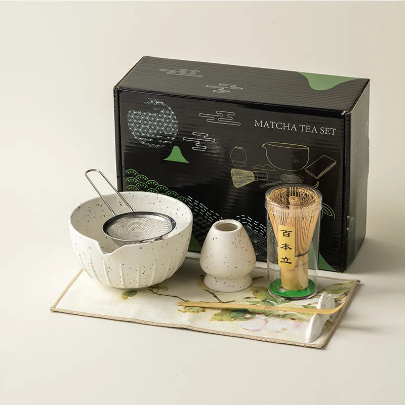 Bamboo and Ceramic 7-Piece Matcha Set