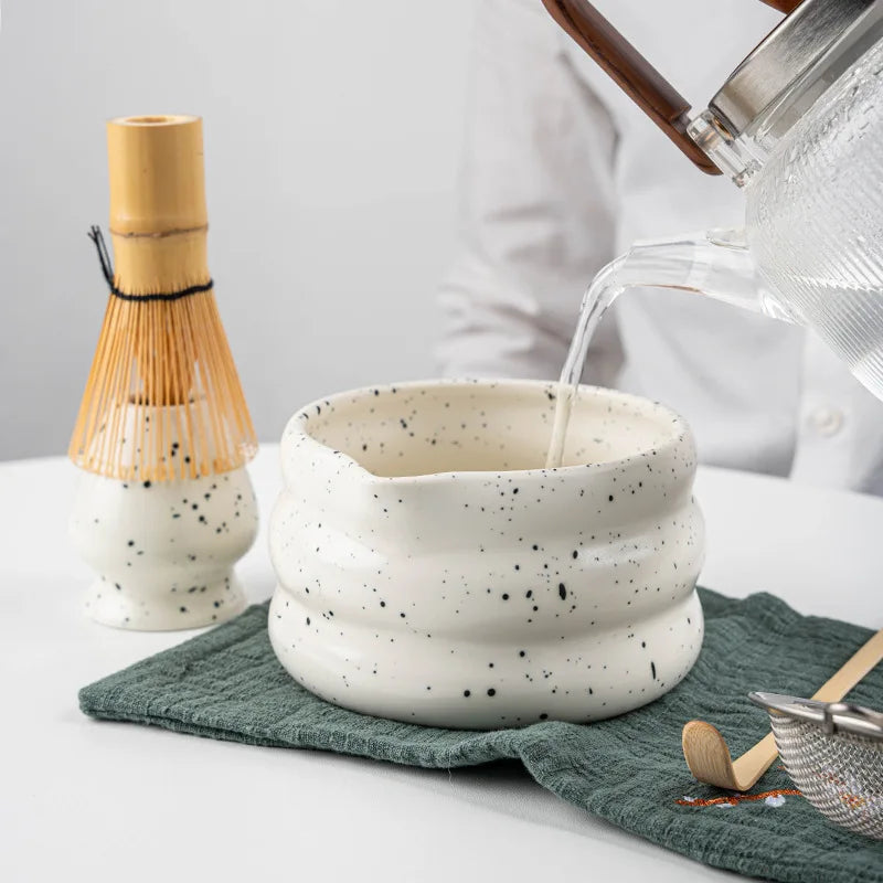 7-Piece Matcha Set with Bamboo Whisk, Scoop, and Ceramic Accessories - Perfect Matcha Tea Making Kit
