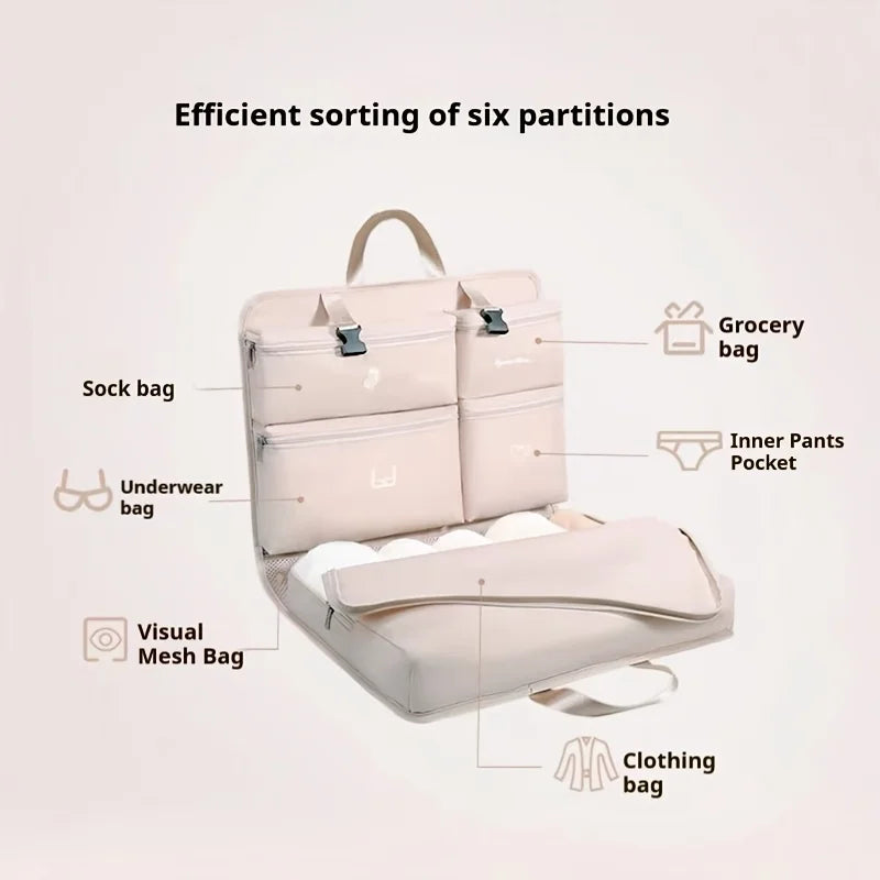 Portable Travel Organizer Cube with 6 Compartments – Best Packing Cubes for Travel, Ideal for Clothes and Accessories Storage