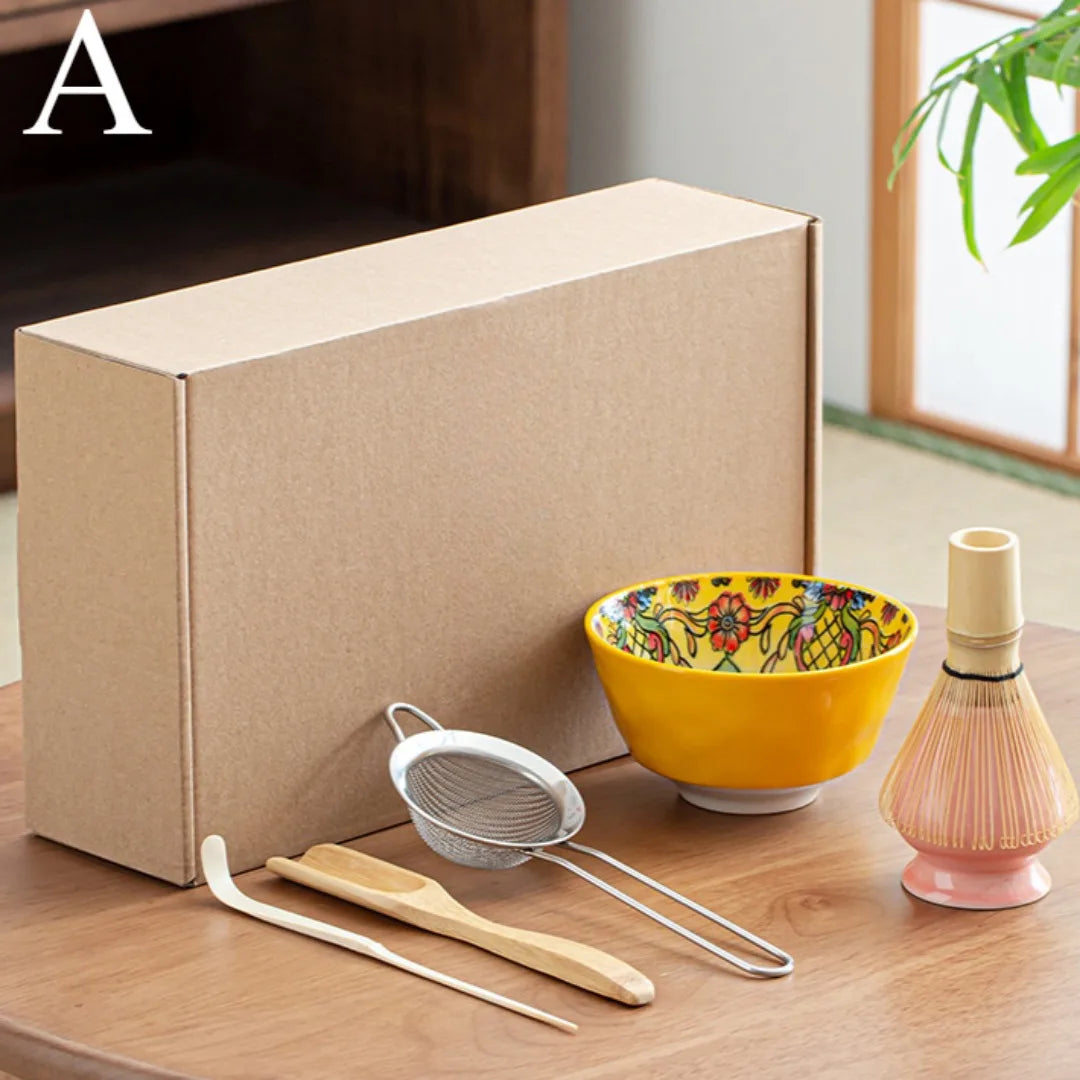 Japanese 6-Piece Matcha Set with Bowl and Whisk – Luxury Matcha Tea Set for Perfect Preparation and Gifting
