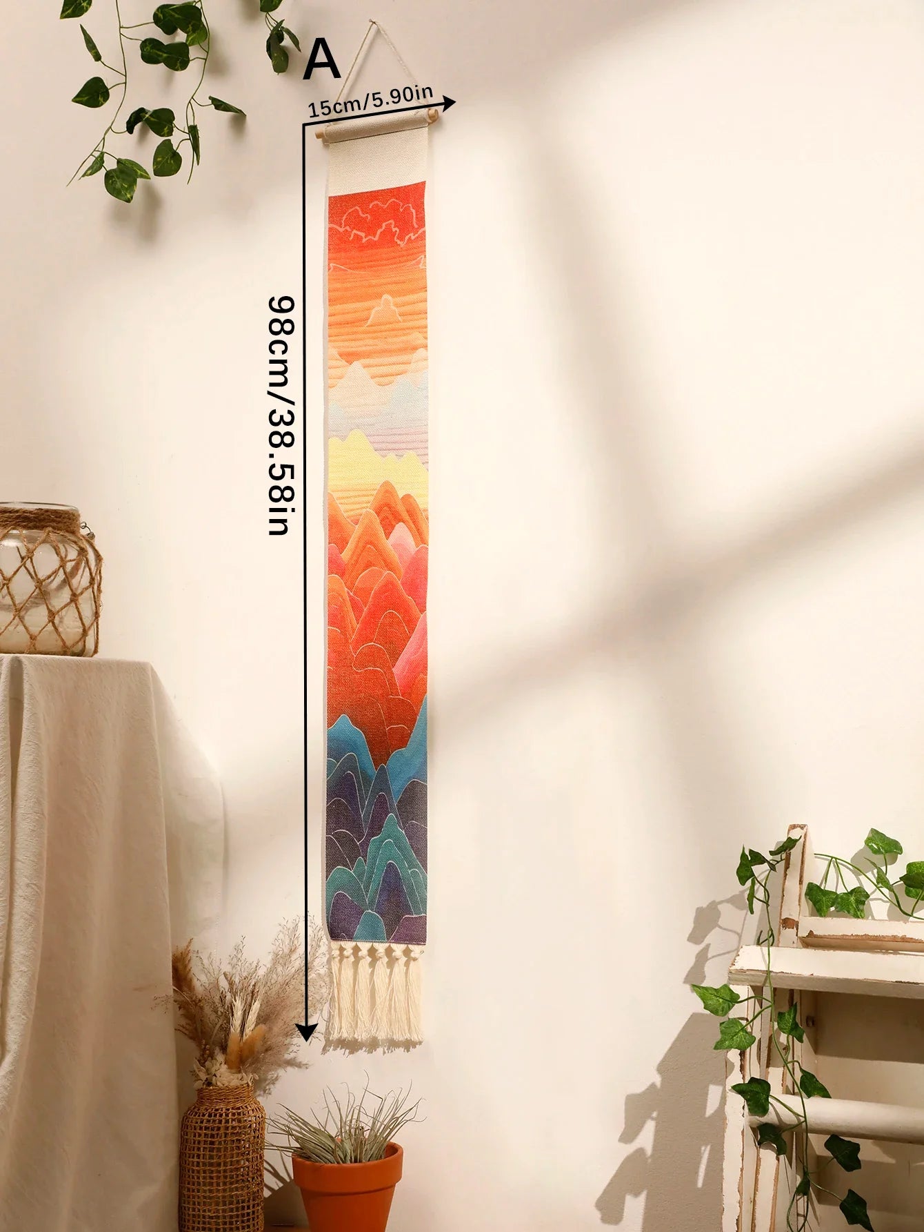 Handmade Macrame Wall Tapestry – Boho Sunset and Sunrise Wall Art Decor for Living Room