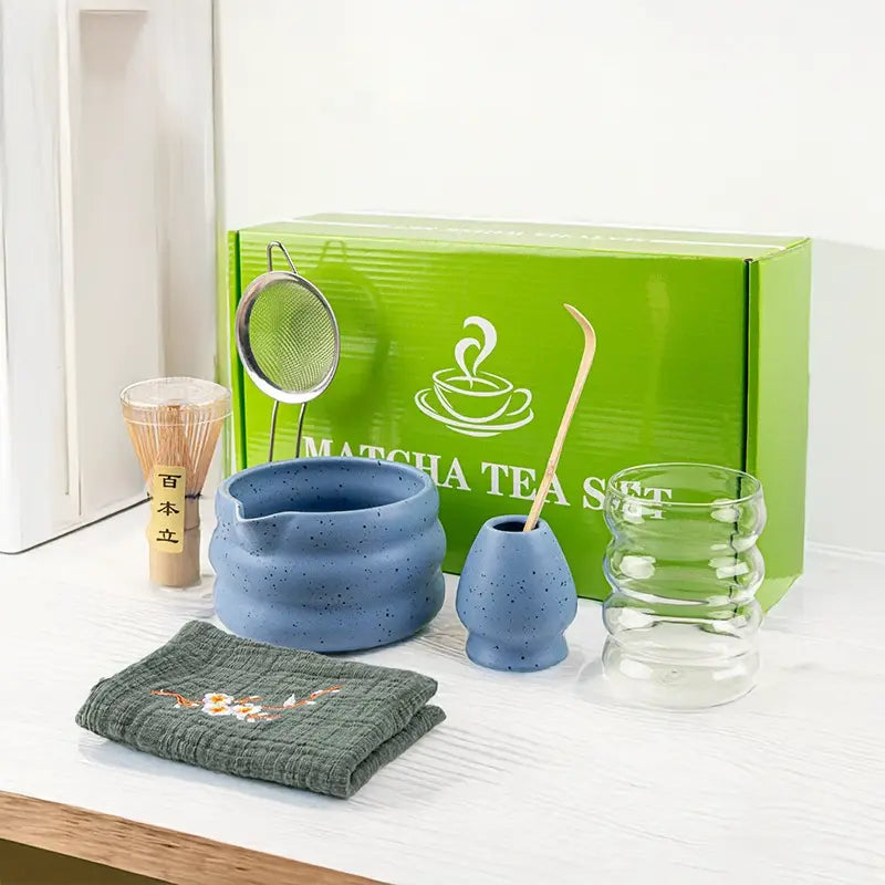 7-Piece Matcha Set with Bamboo Whisk, Scoop, and Ceramic Accessories - Perfect Matcha Tea Making Kit