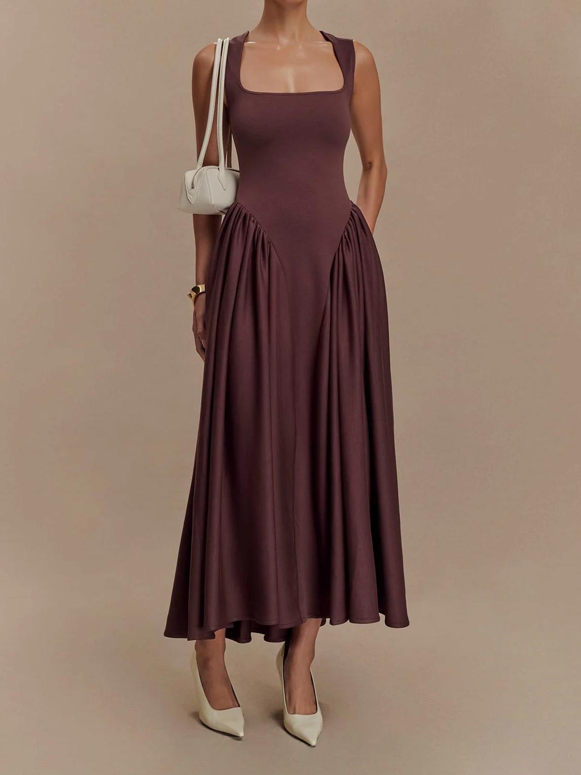 SHARON Midi Dress - Cacao Brown