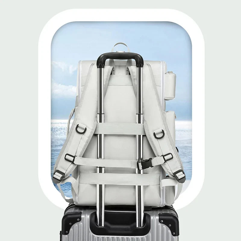 Large Capacity Sports Backpack with Wet Dry Separation for Gym, Yoga, and Outdoor Activities - Durable Nylon Design