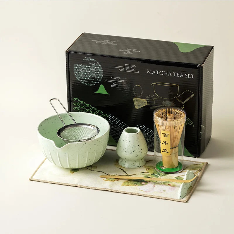 Bamboo and Ceramic 7-Piece Matcha Set