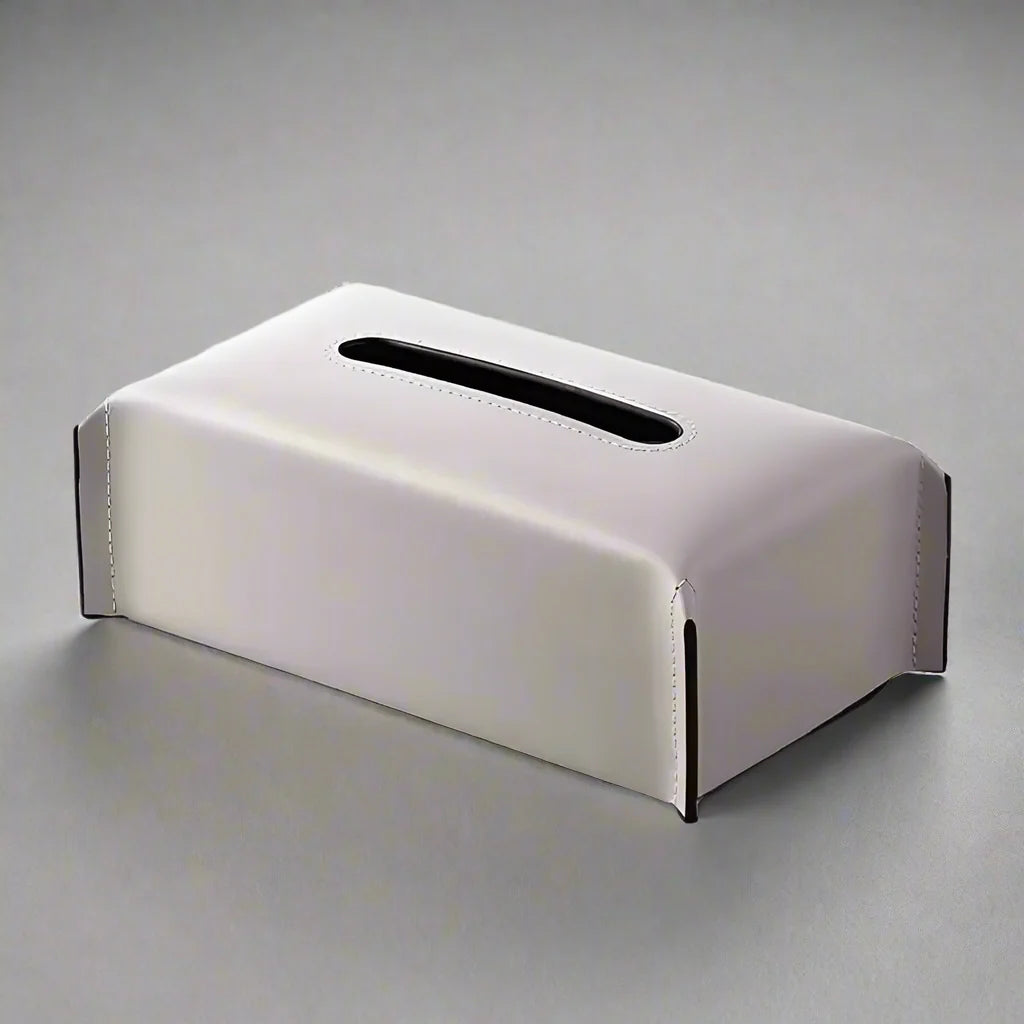 Luxury PU Leather Tissue Box Cover – Woven Napkin Case for Home Decoration
