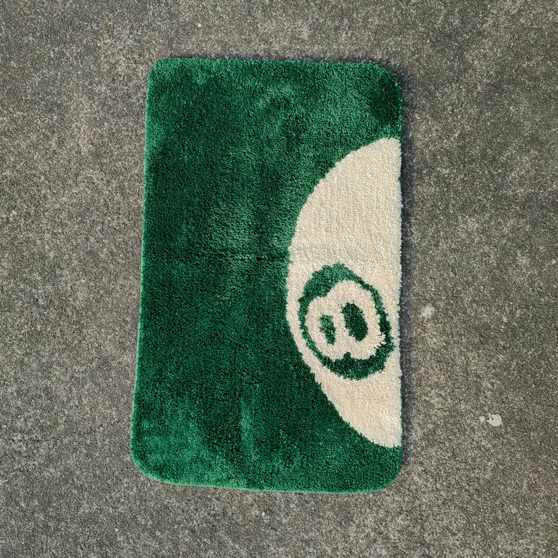 Non-Slip Green 8 Ball Bath Mat – Plush Bathroom Rug for Living Room and Bedroom – Soft, Absorbent, and Safe