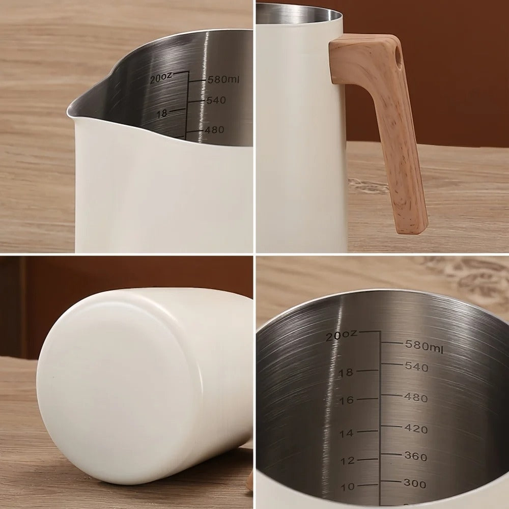 Scandinavian Wood Handle Stainless Milk Pitcher