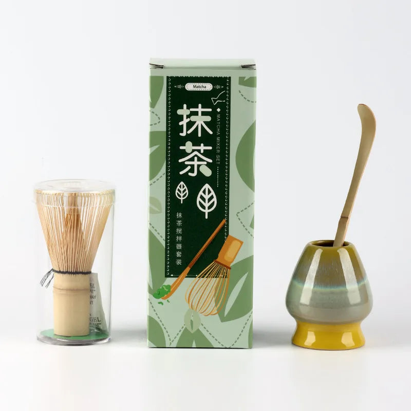 Japanese Bamboo Matcha Whisk Set with 100-Prong Chasen and Scoop – Traditional Tea Whisking Tools