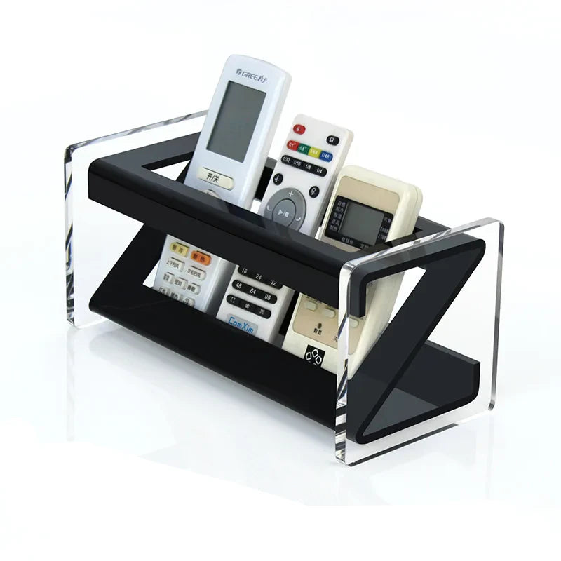 Acrylic Desk Organizer and Storage Rack – Multi-Functional Clear Desktop Organizer for Remotes, Pens, and Small Items