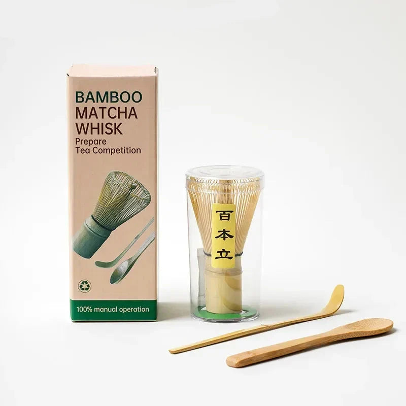Japanese Matcha Tea Set with Bamboo Whisk, Spoon, and Stand – Essential Tools for Tea Ceremony