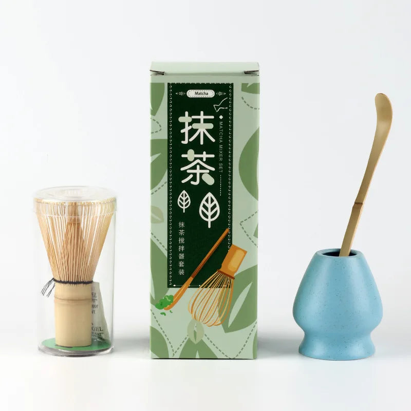 Japanese Bamboo Matcha Whisk Set with 100-Prong Chasen and Scoop – Traditional Tea Whisking Tools