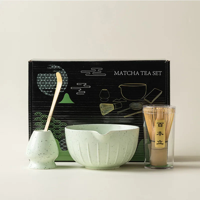Bamboo and Ceramic 7-Piece Matcha Set