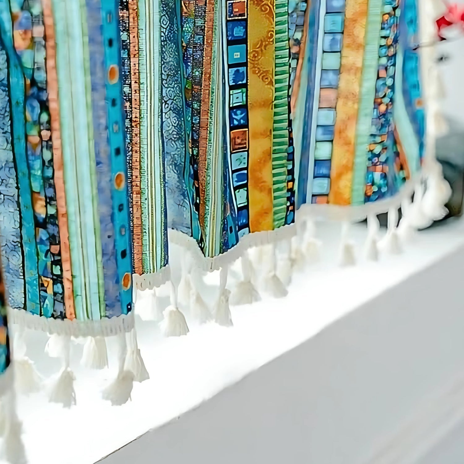 Serina Boho Striped Tassel Curtain for Living Room Window