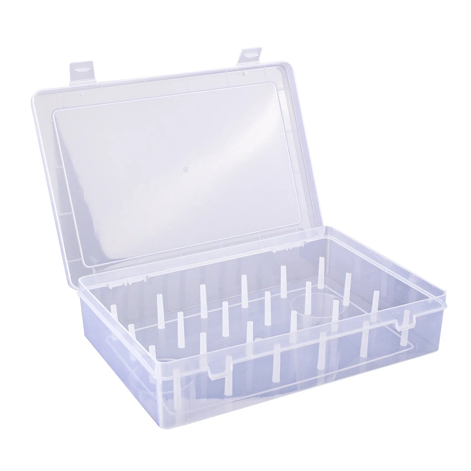Sewing box organizer – Durable plastic – 24-slot design – White sewing storage for threads and accessories