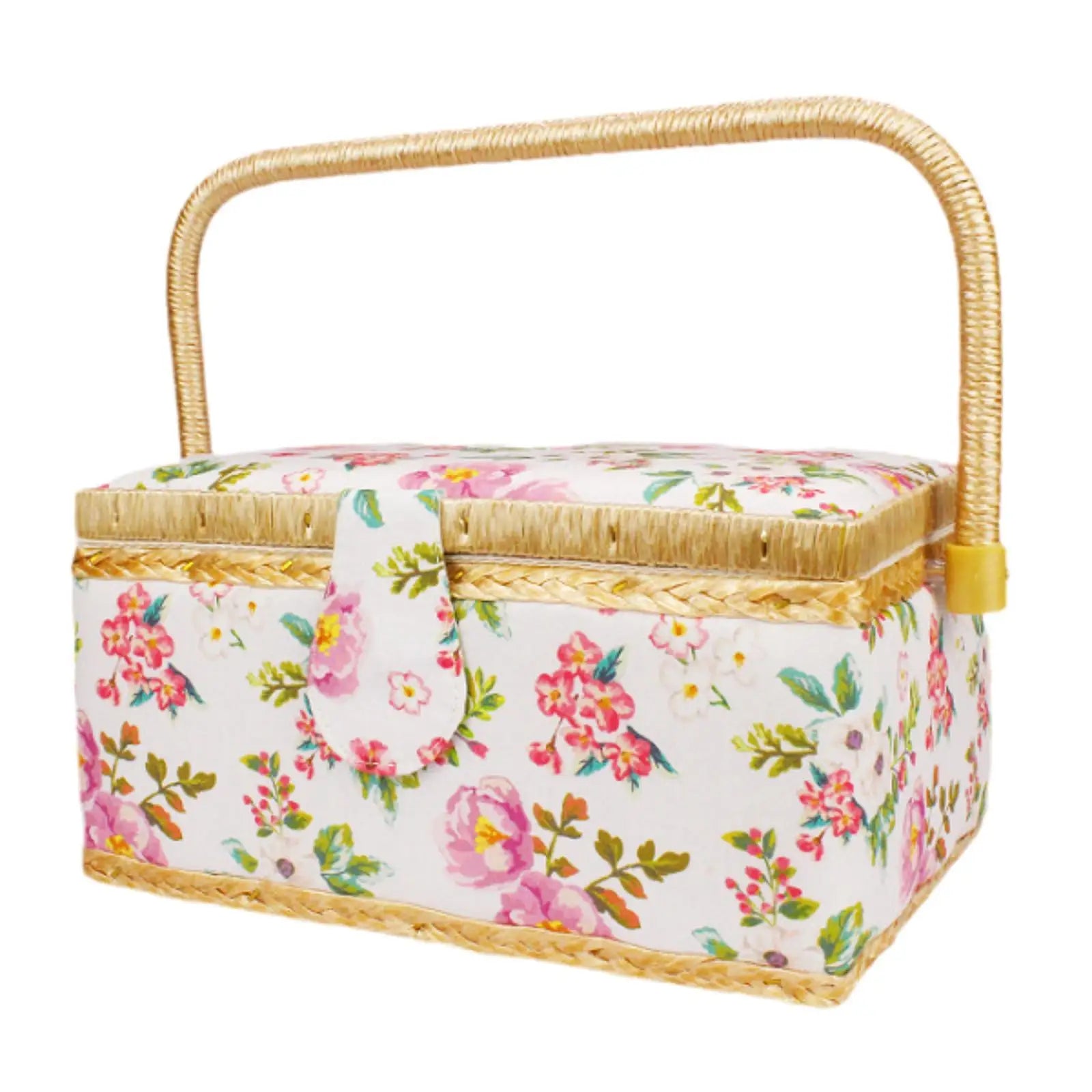 Sewing thread storage case – Durable cloth – Floral print design – Portable organizer for crafting – 9.4 x 6.9 x 5.1 in