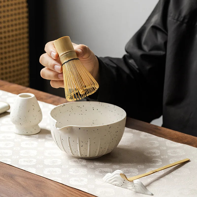 Bamboo and Ceramic 7-Piece Matcha Set