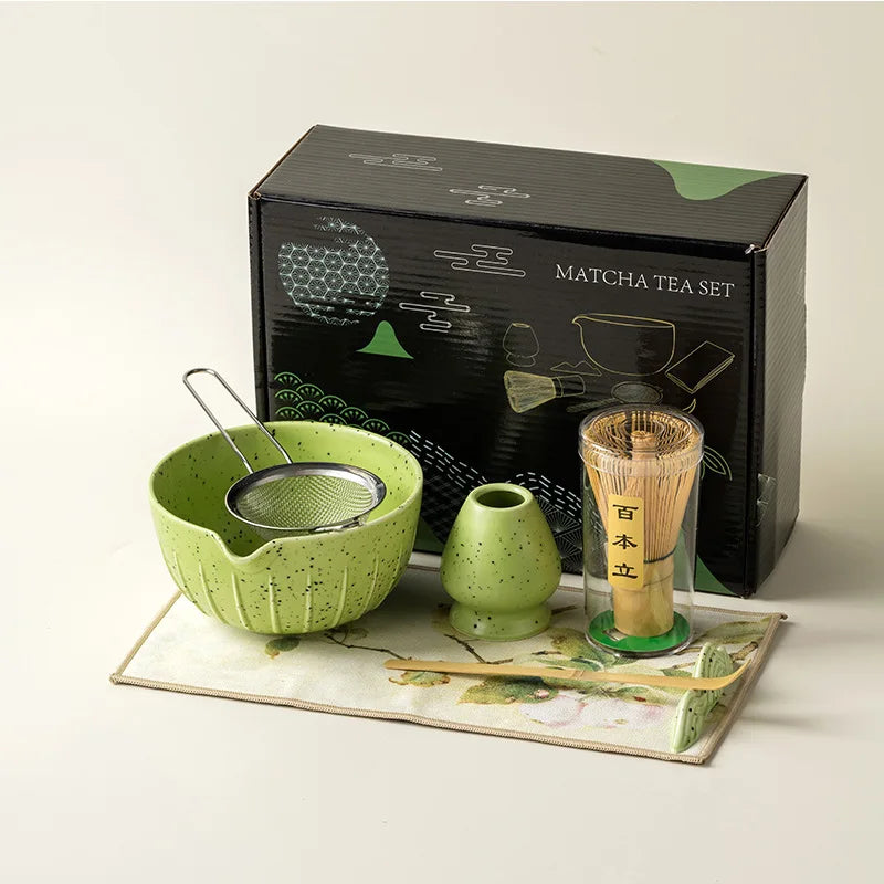 Bamboo and Ceramic 7-Piece Matcha Set