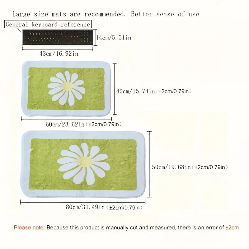 Soft Thick Daisy Flowers Bath Mat Set – Non-Slip Bathroom Rugs