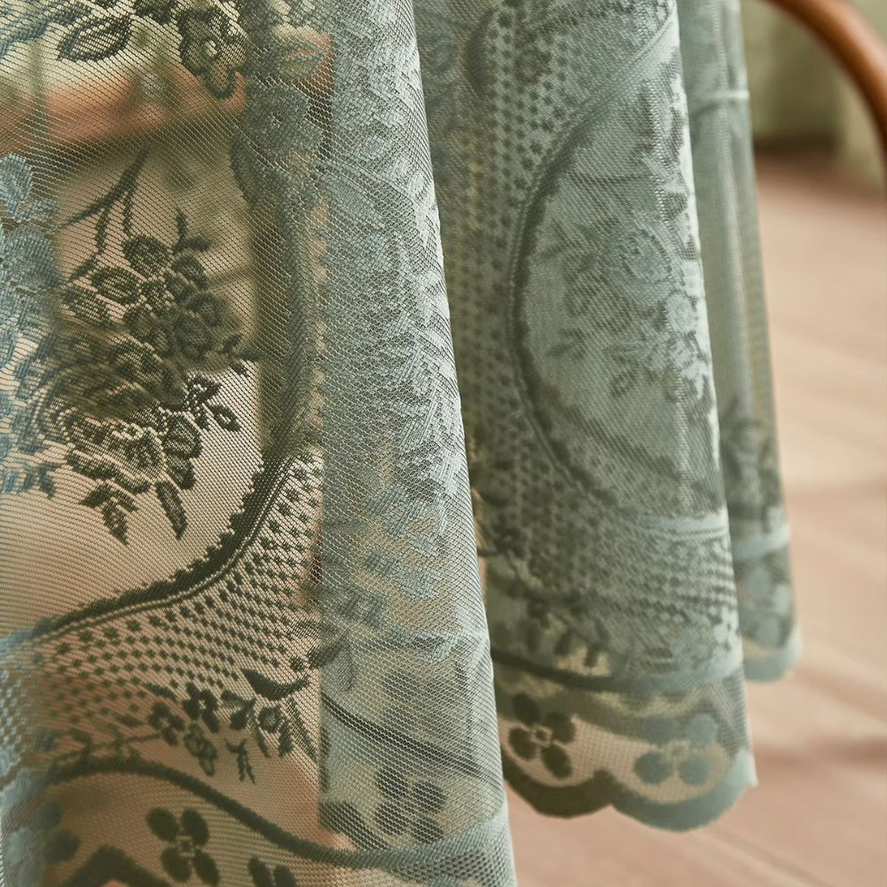 Sheer Lace Round Floral Tablecloth