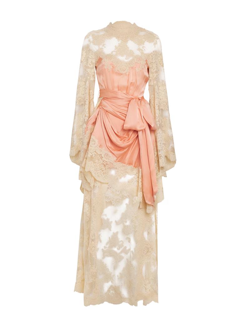 Satin Lace Asymmetric Mini Dress